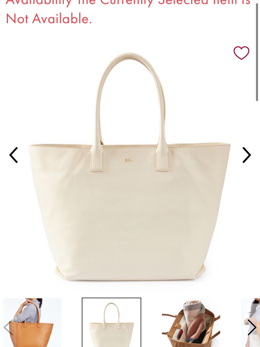 Mark & Graham Cream Leather Pebbled Tote